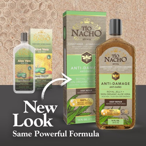 Tio Nacho Aloe Vera Deep Repair Conditioner: 100% Organic Aloe Vera and Royal Jelly, Repairs and Protects Hair, Vegetable Keratin for Softness and Shine, Paraben and Salt-Free - 14 Oz