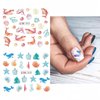 Ocean Nail Art Stickers Decals Summer Sea Nail Art Supplies Water Transfer Shell Crab Starfish Turtle Whale Seaweed Design Cute Cartoon Nail Accessories DIY for Women Girls 12 Sheets