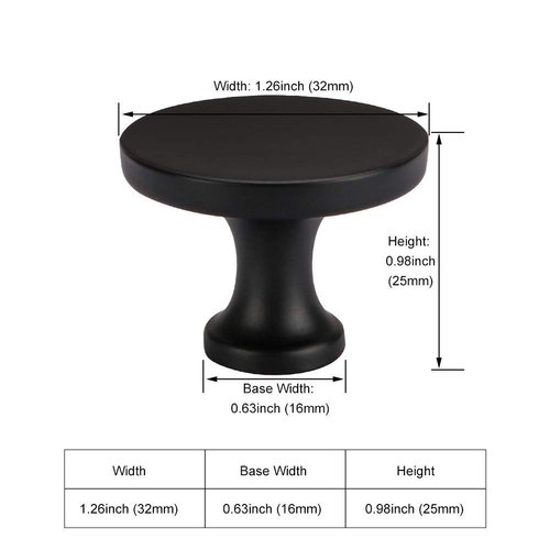 homdiy Cabinet Knobs Black Drawer Knobs Modern Cabinet Door Knobs 5Pack- HDLS9189BK Modern Drawer Dresser Knobs Single Hole Cupboard Knobs Round Knobs for Kitchen Cabinets