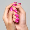 GLAMERMAID Press on Nails Oval,Hot Pink Medium False Nails with Adhesive Tabs,24 Pcs Glossy Oval Short Glue on Nails for Women,Reusable Acrylic Stick on Nails for Gift