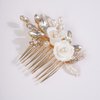 Missgrace Bride Wedding Crystal Pearl Leaf Rhinestones Dainty Hair Comb Gold Bridal Hair Pieces Rhinestone Bridal Hair Clip Flower Hair Side Combs Wedding Hair Accessories for Brides Women (Gold)