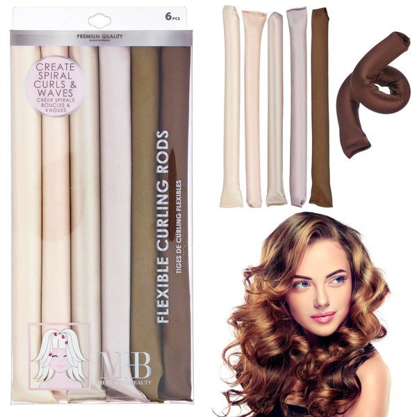 Expressions 6pc Satin Curling Rods - Super Soft Satin Hair Accessories for Women - Flexible Hair Curlers For Everyday Hairstyling, Curly Hair Products for Natural Hair, Waves, Spiral Curls & Lift