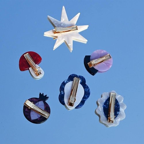 4Pcs Red Mushroom Star Acetate Hair Clips,Hair Side Clips Magic Ball Duckbill Clips Moon Barrettes Creative Eggplant Hairpins Hair Accessories for Women Hair Clips Hair Clips