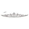Princess Rhinestones Crystal Flower Bridal Wedding Prom Tiara Crown (Clear Crystals Silver Plated)