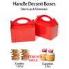 Happyhiram 12 Pcs Red Party Treat Boxes, 6 Inch Valentine Candy Boxes Party Favors with Handle Paper Cookie Gift Bags Gable Boxes Snack Goodie Bags for New Year Valentine's Day Gifting Party Decorations