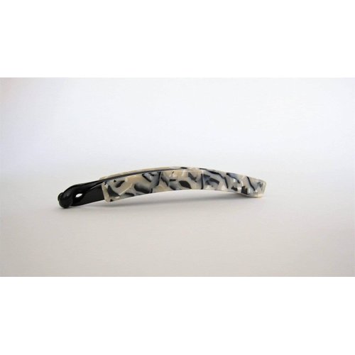 Slim black creme and beige marbled banana hair claw clip for fine hair