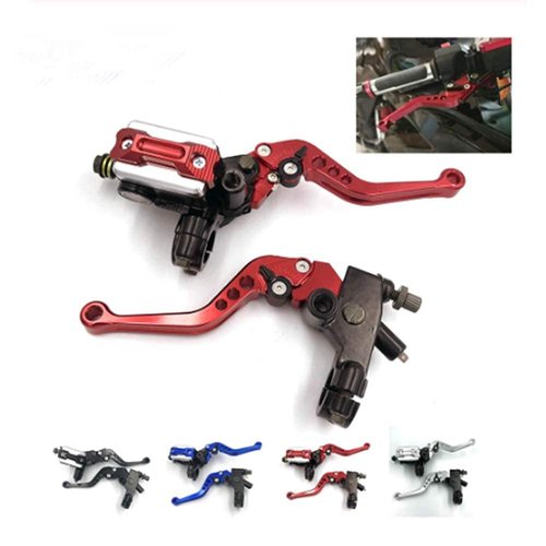LisylineAuto Motorcycle 7/8" 22mm Handlebar Brake Master Cylinder Clutch Lever Left & Right Set Compatible with Harley Honda Kawasaki Suzuki Yamaha Red