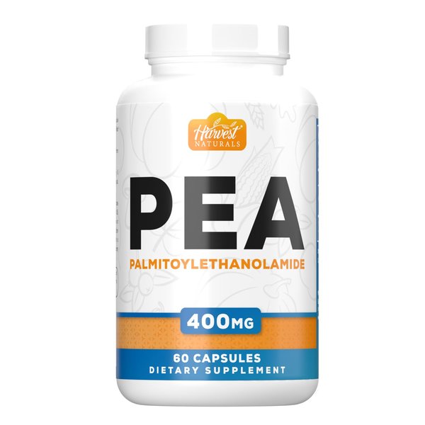 HARVEST NATURALS Palmitoylethanolamide Capsules | Pea 400mg | 60 Pill Count | Promotes Natural Inflammation & Discomfort Relief | Lab Tested Ingredients