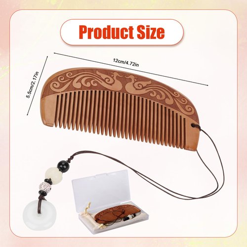 Labor Comb Set, Wooden Birthing Comb Classic Phoenix Pattern Decoration Childbirth Hair Comb Pregnancy Gift Delivery Essentials Care Package for New Moms Women, with Pendant, Pouch, Box