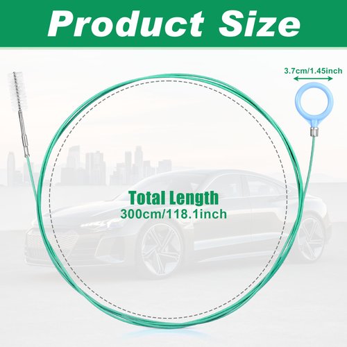 Auto Sunroof Drain Cleaning Tool,118Inch Long Pipe Cleaner for Car,Flexible Tube Cleaning Brush with 2Pcs 7.9inch Cleaning Brush Skinny Pipe Drain Dredge Cleaning Tool for Car Sunroof Wiper Drain Hole
