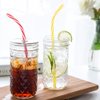 JANYUN 30 Pieces Reusable Plastic Straws BPA-Free 9" Colorful Printing Hard Platic Stripe Drinking Straw for Mason Jar Tumbler Family or Party Use Cleaning Brush Included(Random Pattern) (Bent)