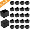 Seimneire 20pcs Rectangle Chair Leg Caps, 1.5" x 1" / 38 x 25 mm Anti-Slip Chair Leg Floor Protectors PVC Rubber Pads Furniture Table Feet Covers, Black