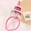 NUOBESTY Happy Birthday Cake Headband Cupcake Hairband Sequins Headpiece Shiny Hair Band Party Hair Hoop Child Birthday Tiara Hair Accessories for Children