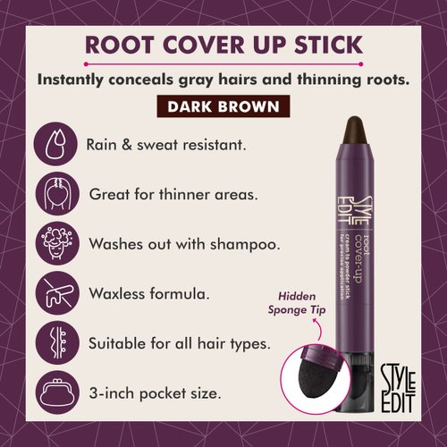 Style Edit Root Touch Up Stick - Instant Concealer for Grays and Roots (Dark Brown)