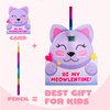 JOYIN 28 Packs Valentines Rainbow Pencil with Cards for Kids Party Favors, Classroom Prize Supplies, Valentines Greeting Cards including Colorful Pencils