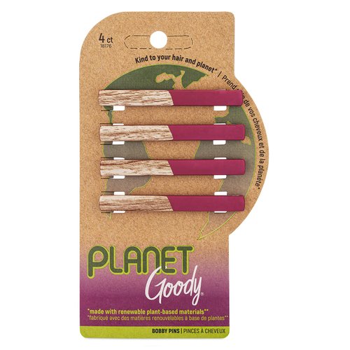 GOODY Planet Bobby Pins - Maroon - Slideproof Bobbies to Style With Ease - Hair Accessories for Men, Women, Boys & Girls - For All Hair Types - Bound Plastic, 4 Count (Pack of 1)