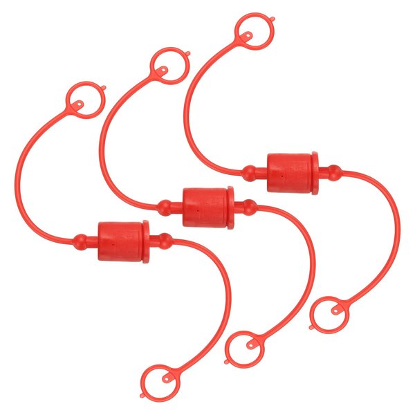 PATIKIL 3/4" ISO-A Hydraulic Coupler Male Dust Cap and Female Plug Cover, Set of 3 Rubber Quick Disconnects Port Plug Cover Fittings Red Cap with Retention Ring