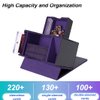 Venssu Card Deck Box for MTG Commander, Mtg Deck Box for Commander Display,Fits 100 Double-Sleeved Cards, 35pt Card Brick, Dice Tray and Dice Tower (Black and Purple)