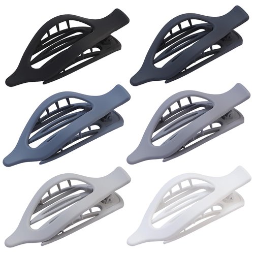 CHANDAT Flat Hair Clips 6 pcs Lay Down Claw Clips French Concord Hair Clips for Thick Hair Alligator Hair Clips for Thin Hair Duck Bill Hair Barrettes Hair Accessories for Women - Grey