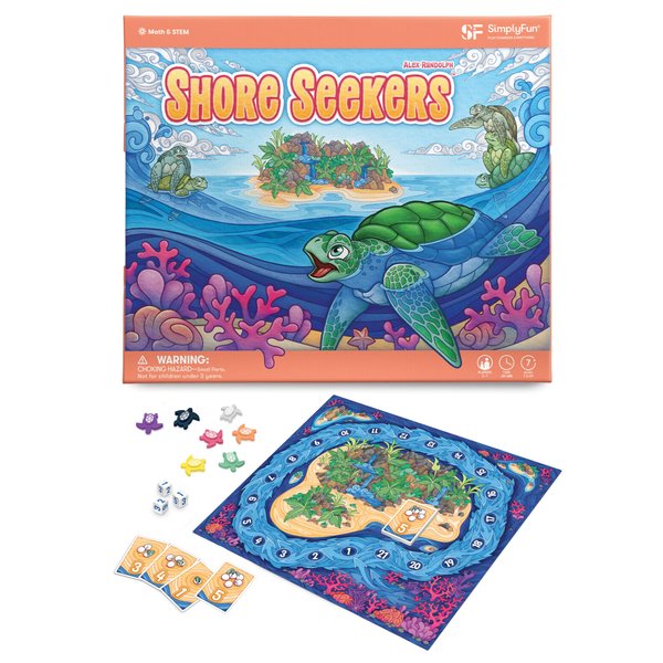 SimplyFun Shore Seekers - A Fun and Interactive Math Board Game for Kids - Practice Addition and Multiplication Skills - Math Game for Kids, 2 to 7 Players, Ages 7 & Up