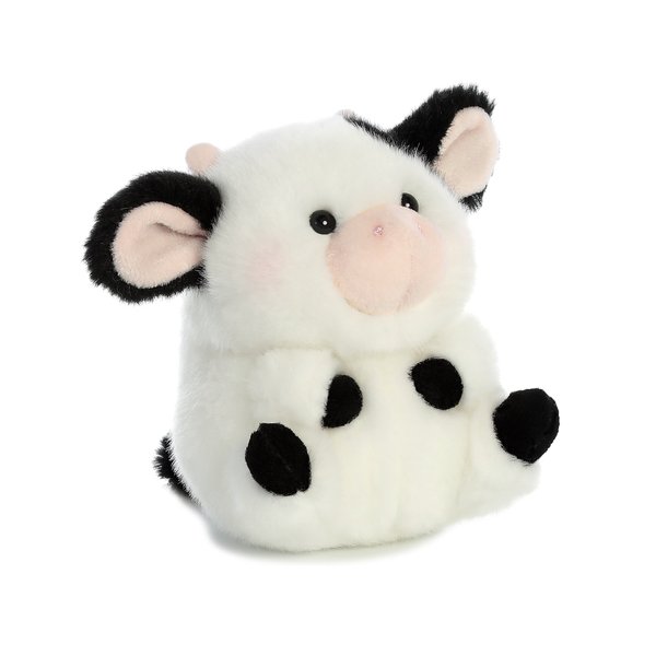 Aurora® Round Rolly Pet™ Daisy Cow™ Stuffed Animal - Adorable Companions - On-The-Go Fun - White 5 Inches