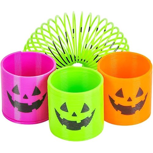The Dreidel Company Halloween Coil Spring, Jack-O-Lantern Circle Shaped Coils, Party Favor for Kids, 1.4" (35mm) (48-Pack)