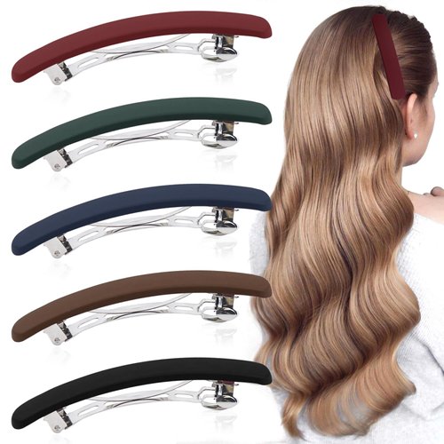 Matte Hair Barrettes for Women and Girls, 5Pcs Elegant Hair Clips, French Design Hair Pins for Thin Fine Hair, Flat Hair Accessories, for Short Medium Hair, Non-slip Strong Fixed Barrette