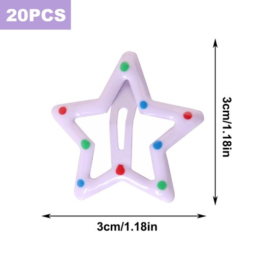 20PCS Polka Dot Star Hair Clips, Assorted Color Hair Clips, Cute Snap Hair Clips, Pentagram Star Hairpins, Metal Hair Barrettes, Kawaii Hair Accessories, Y2K Hair Accessories for Women