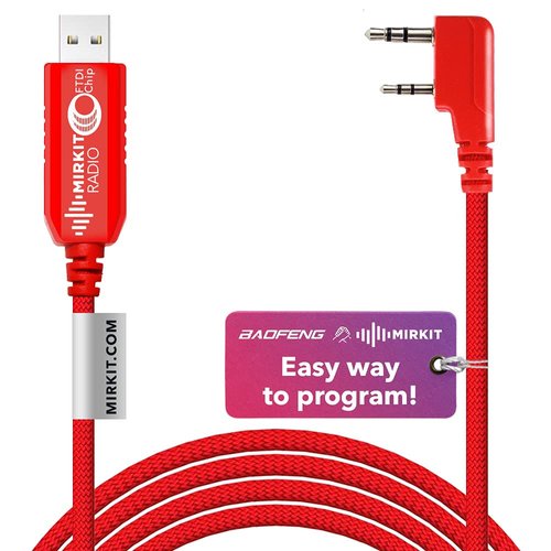 MIRKIT FTDI USB Programming Cable Model 3 Red for Flashing Analogue Ham Radio: Baofeng, Wouxun, Kenwood, Archell, Retevis