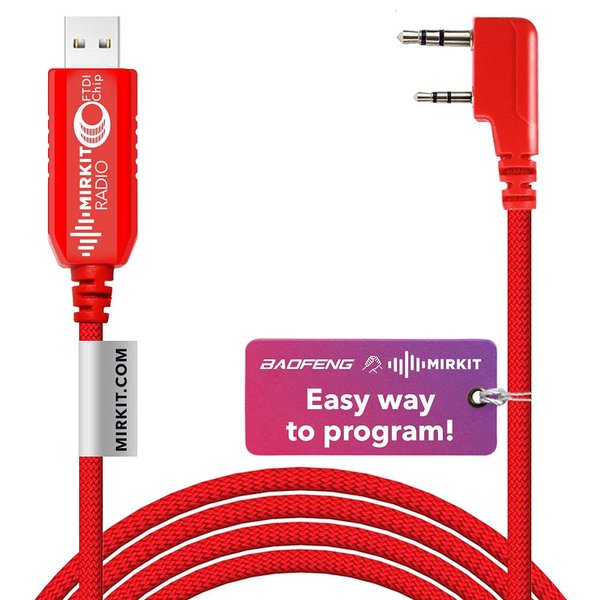 MIRKIT FTDI USB Programming Cable Model 3 Red for Flashing Analogue Ham Radio: Baofeng, Wouxun, Kenwood, Archell, Retevis