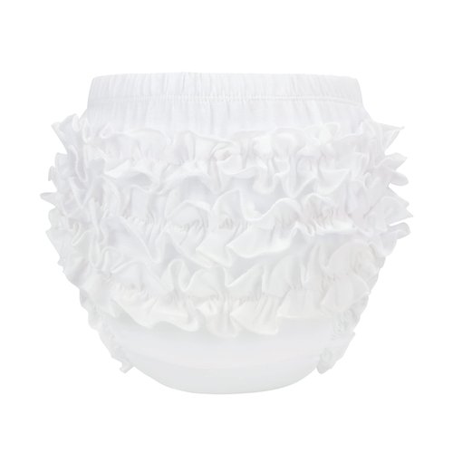 Durio Baby Bloomers for Toddler Girls Ruffle Diaper Covers for Girls Cute Cotton Baby Girl Shorts White 0-6 Months