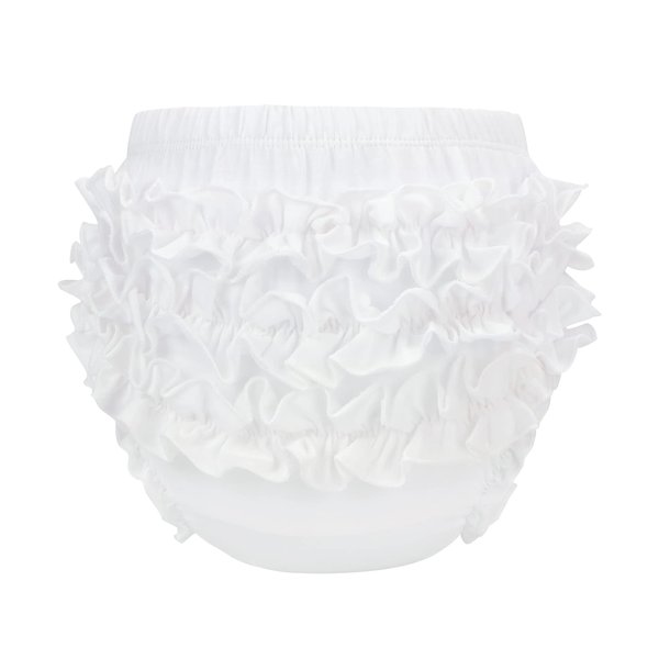Durio Baby Bloomers for Toddler Girls Ruffle Diaper Covers for Girls Cute Cotton Baby Girl Shorts White 0-6 Months