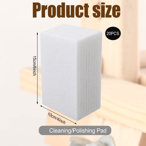 20 Pieces White Scrubbing Pad Non Woven Pads Scouring Pad Non Scratch Multipurpose Scouring Sponge Abrasive Hand Pad Multi Surface Scrubber Pads for Cleaning Polishing (4 x 6 Inch)