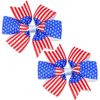 Doneace 4th of July Hair Bows Clips for Kids Girls American Flag Hair Bow Hair Clips Patriotic Stars and Stripes Hairpins Hand-Made Grosgrain Ribbon Hair Bows Alligator Clips for Independence Day 2Pcs
