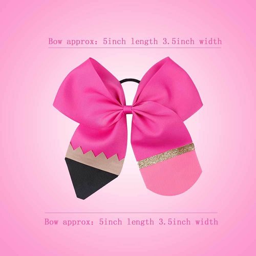 Pencil Girls Hair Bow Ponytail Holder Jumbo Hair Clips For Cheerleader Girls JBC13 (Hair Ring-Yellow)
