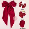3 PCS Hair Bows for Women Hair Bow Clips Black Bow Hair Ribbons for Women Big Bows Metal Clips French Barrette with Long Tail Satin Ribbon Hairpin Lady Barrettes Scrunchies Ponytail Accessories