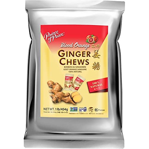 Prince of Peace Blood Orange Ginger Chews, 1 lb. – Candied Ginger – Candy Pack – Ginger Chews Candy – Natural Candy