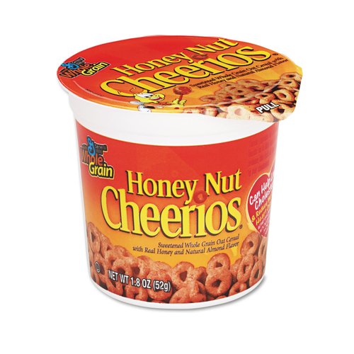 Honey Nut Cheerios Cereal Cup, Honey, Heart Healthy Breakfast Cereal, Gluten Free Cereal with Whole Grain Oats, 10.8 Ounce, 6 Count