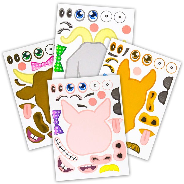 24 Make A Barnyard Farm Animal Stickers - Great Zoo Themed Birthday Party Favors - Fun Craft Project for Children 3+ - Let Your Kids Get Creative & Design Their Favorite Animal Sticker!