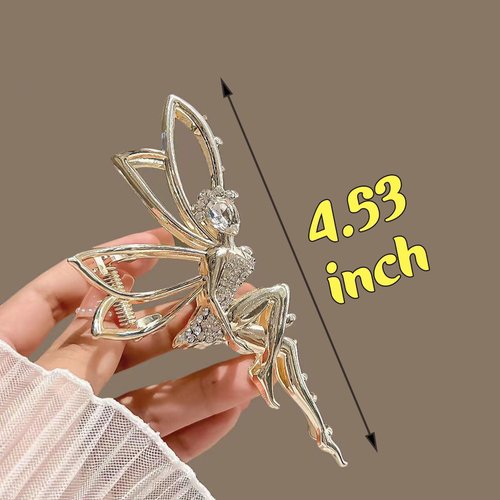 1 Pcs Gold Elf Hair Clip Metal Hair Clips for Girls Rhinestone Hair Claws Fairy Hair Claw Clips，Clips and Barrettes