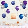 Purple and Blue Balloons Set, 50 PCS 10 Inch Purple Blue Black Party Balloons, Space Balloons Navy Blue Purple Silver Helium Balloons for Birthday Party Space Theme Baby Shower Supplies
