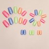 BABALAL Medium Press on Nails Square Fake Nails Colorful Aurora Glue ons Nails 24Pcs Rainbow Design Full Cover Acrylic Nails Squoval False Nails