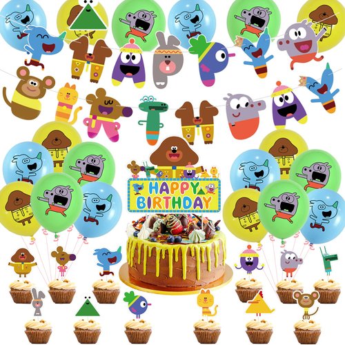 Hey Dugee Party Decorations Hey Dugee Birthday Party Supplies Includes Birthday Banner, Cake Topper, Cupcake Topper, Balloons