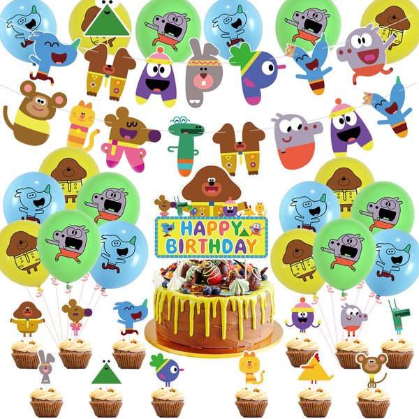 Hey Dugee Party Decorations Hey Dugee Birthday Party Supplies Includes Birthday Banner, Cake Topper, Cupcake Topper, Balloons