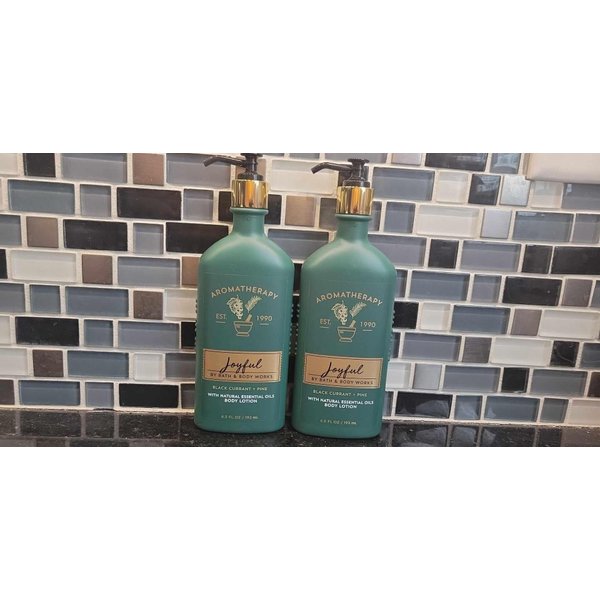 2 bath body works Aromatherapy Joyful BLACK CURRANT PINE Body Lotion