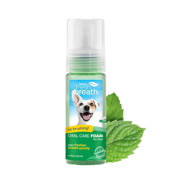 TropiClean Fresh Breath Foam for Dogs & Cats | Cat & Dog Dental Foam| Dog Breath Freshener Foam| Oral Care for Dogs & Cats | Made in The USA | 4.5 oz﻿