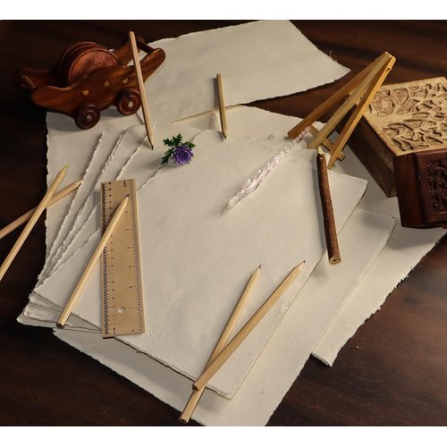 Watercolor Paper - Mixed Media Art Watercolor Paper - 150 GSM Thick Deckle Edge Virgin Cotton Handmade Paper 50 Sheets (6 x 4.5, Off - White)