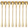 KITWARE Gold Ice Teaspoons Set of 8 Pieces, 7.7 inch Long Handle Spoon, Stainless Steel Coffee Spoons, Cocktail Mixing Spoons, Mirror Polished Bar Spoon