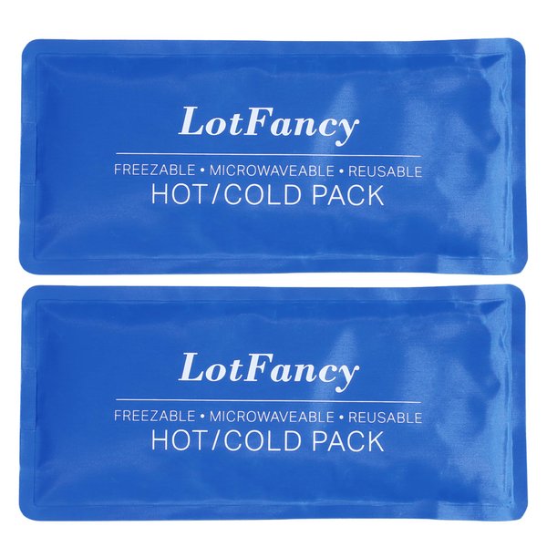 LotFancy Ice Pack for Injuries, Pack of 2, Reusable Hot Cold Pack for Therapy, Cooling or Heating Pad for First Aid, Back Shoulder Neck Head Feet Pain Relief,10.5 x 5 Inches