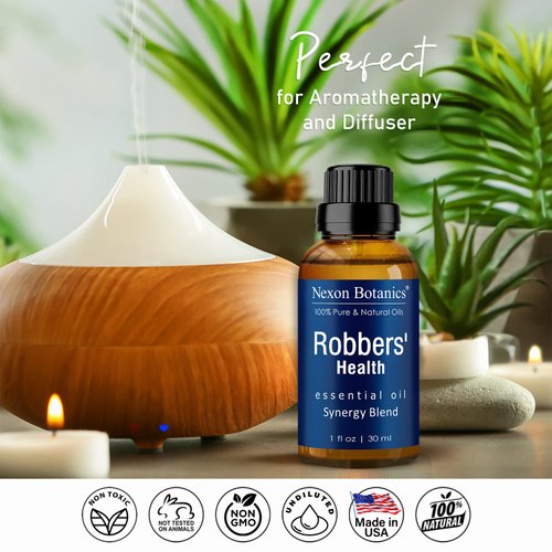 Robbers' Health Essential Oil Blend 30 ml - Formulated by 4 Thieves - Immunity Essential Oil - Thieves Oil - Fighter Shield Against Germ - Five Guard Essential Oil - Thief Oil - Nexon Botanics